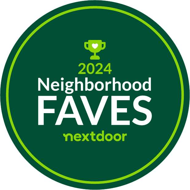 2024 Neighborhood FAVES Nextdoor badge in green and lime with trophy icon