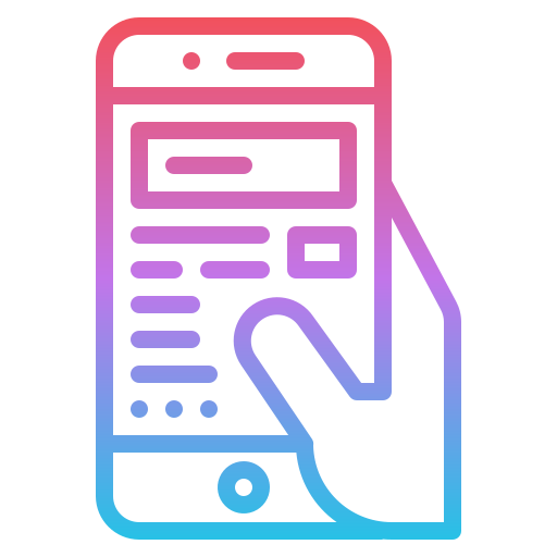 Colorful icon of a hand tapping a smartphone screen