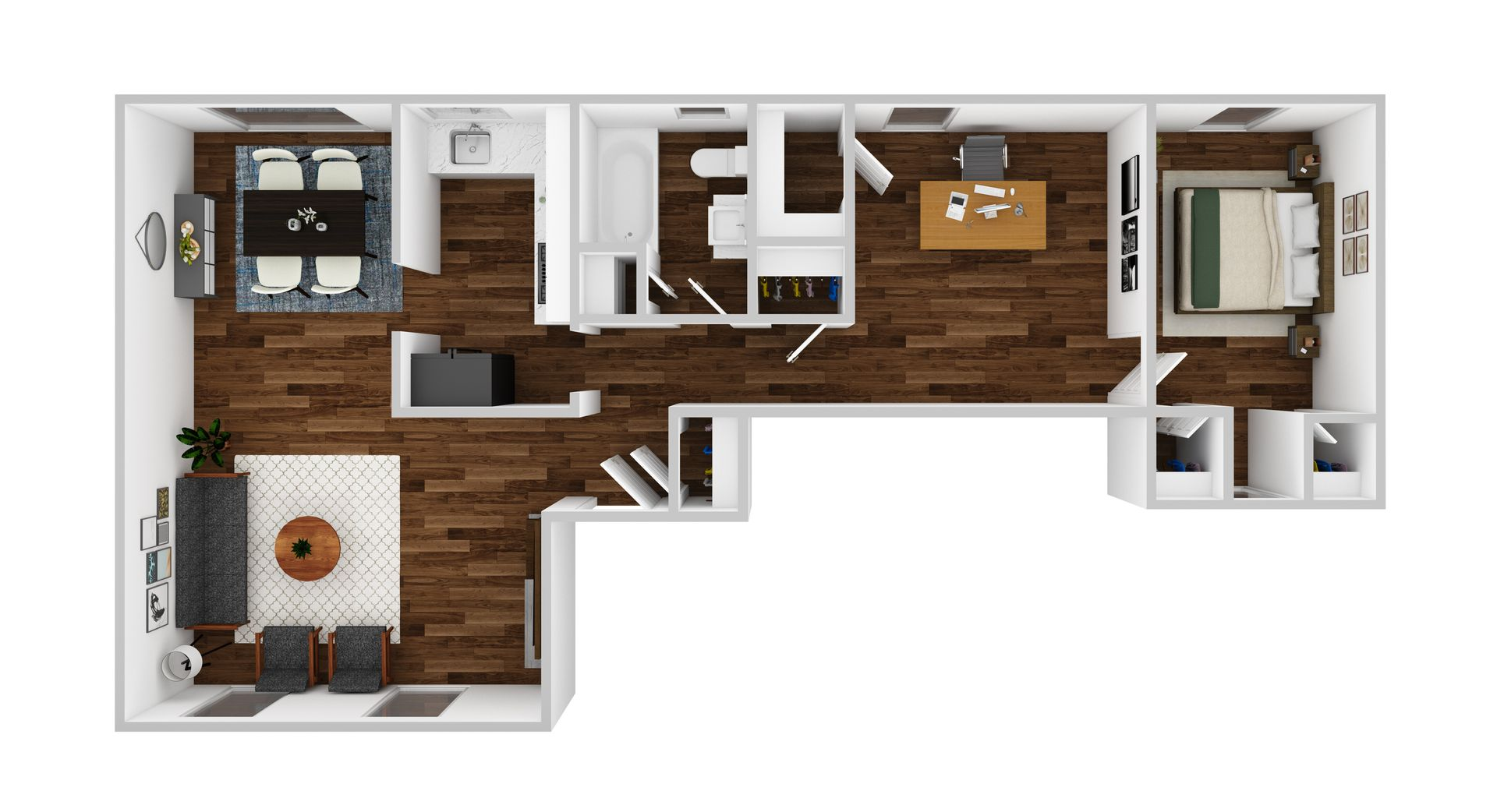 1 BED, 1 BATH Floor Plan
