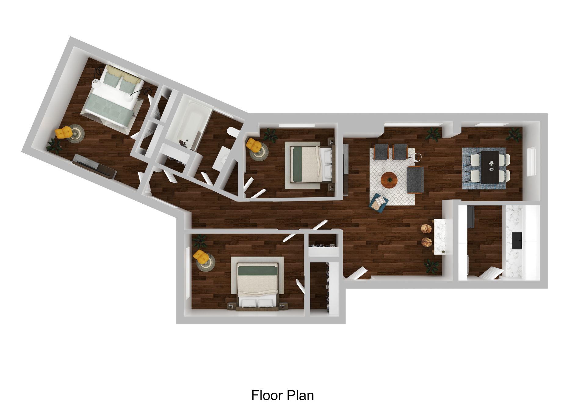 1 BED, 1 BATH Floor Plan