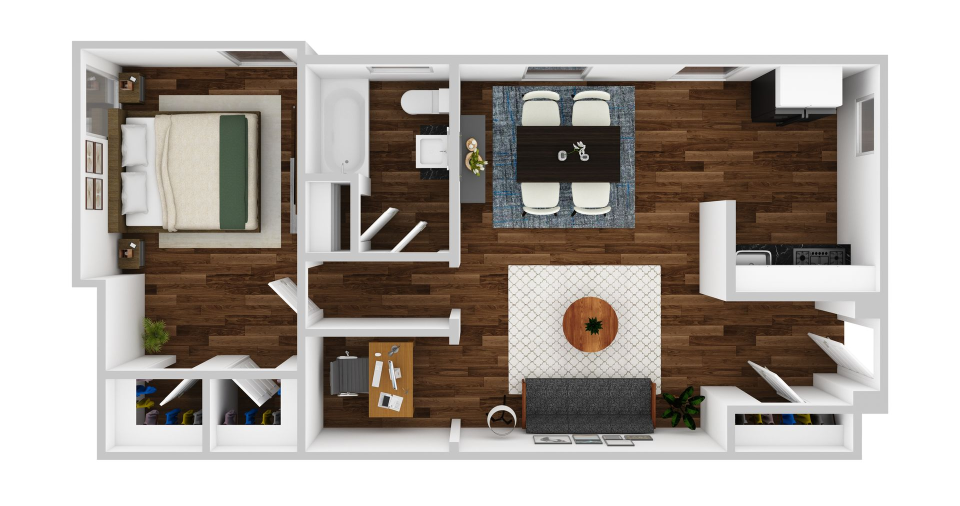 1 BED, 1 BATH Floor Plan