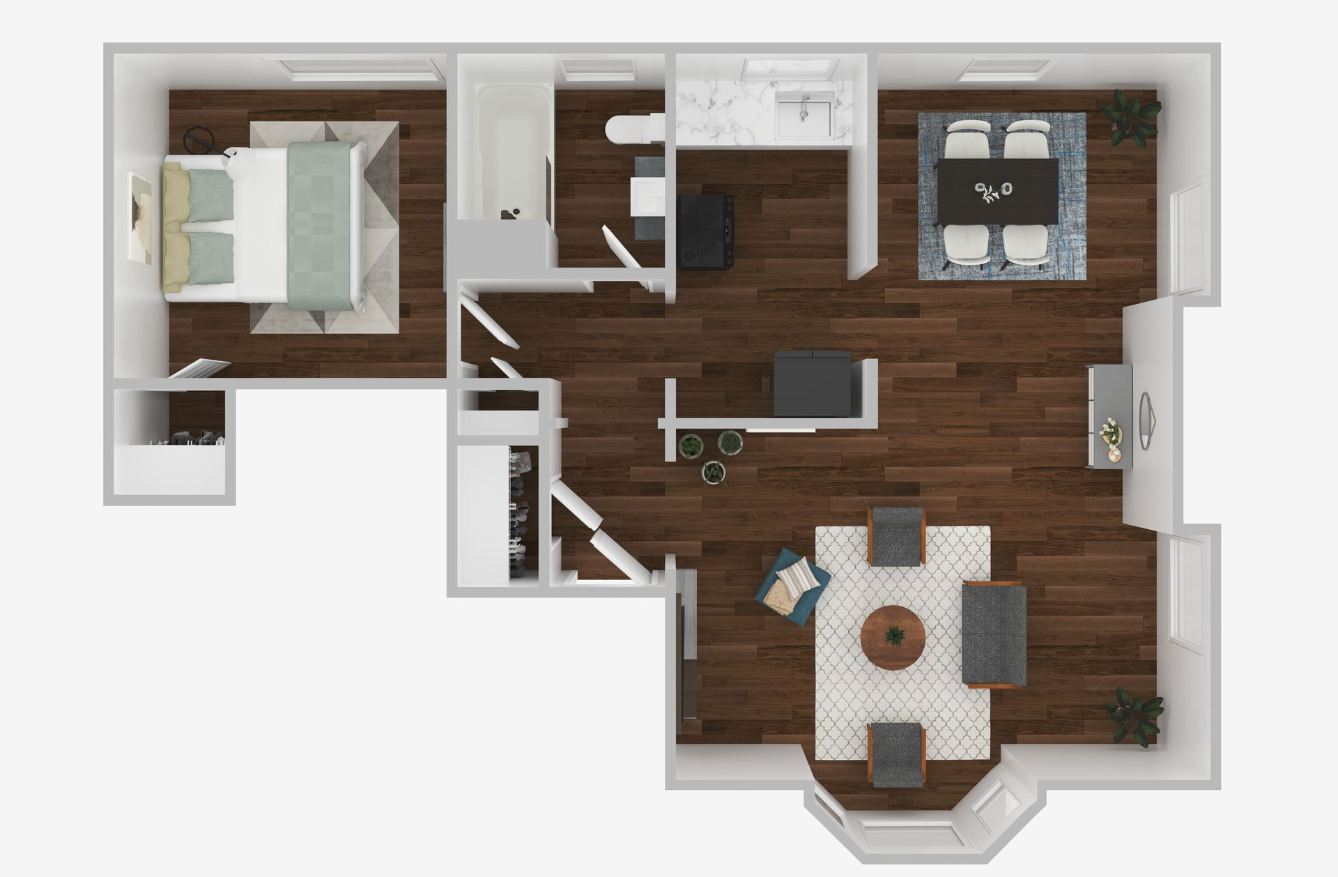 1 BED, 1 BATH Floor Plan