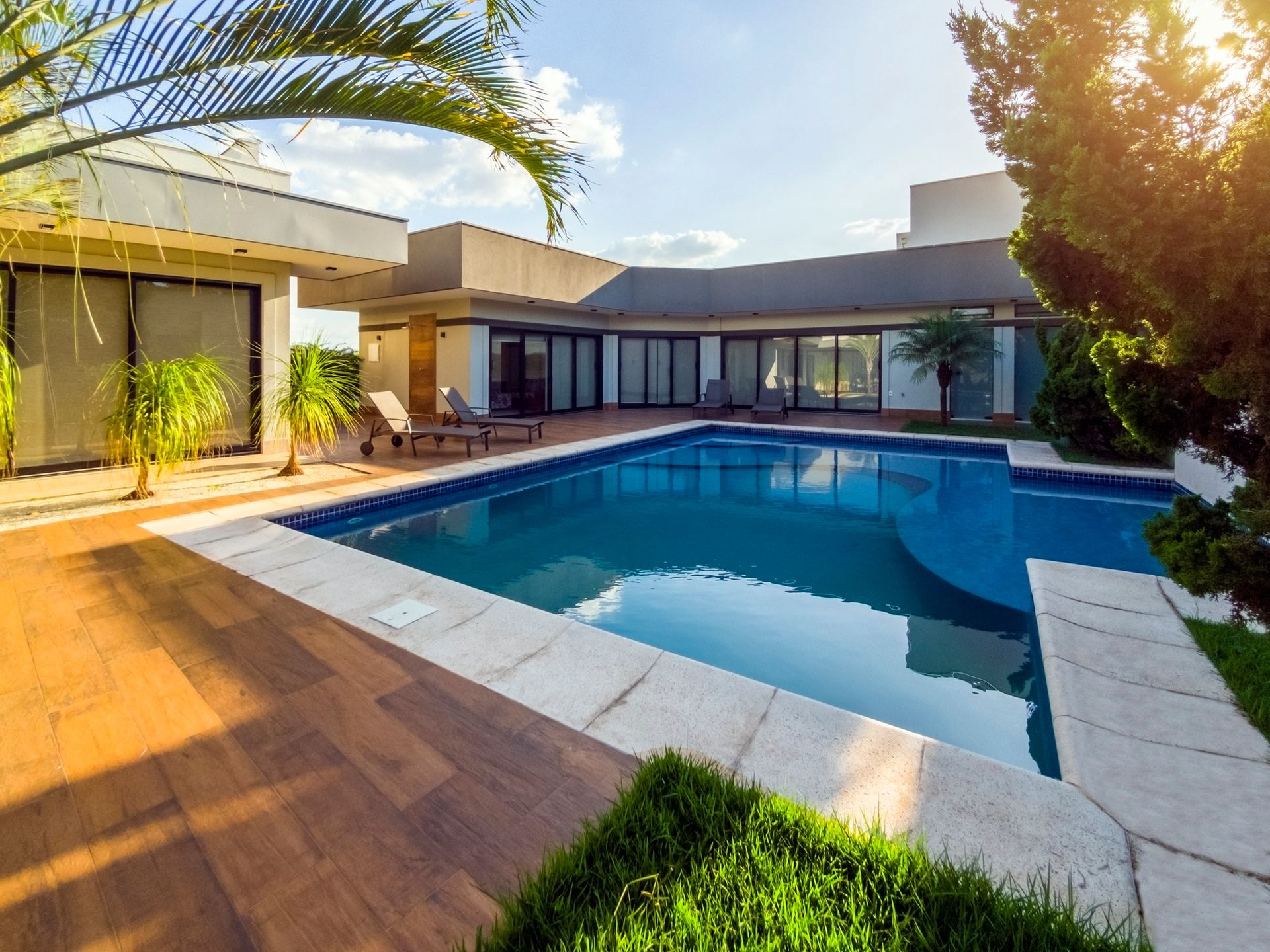 Modern house with swimming pool.