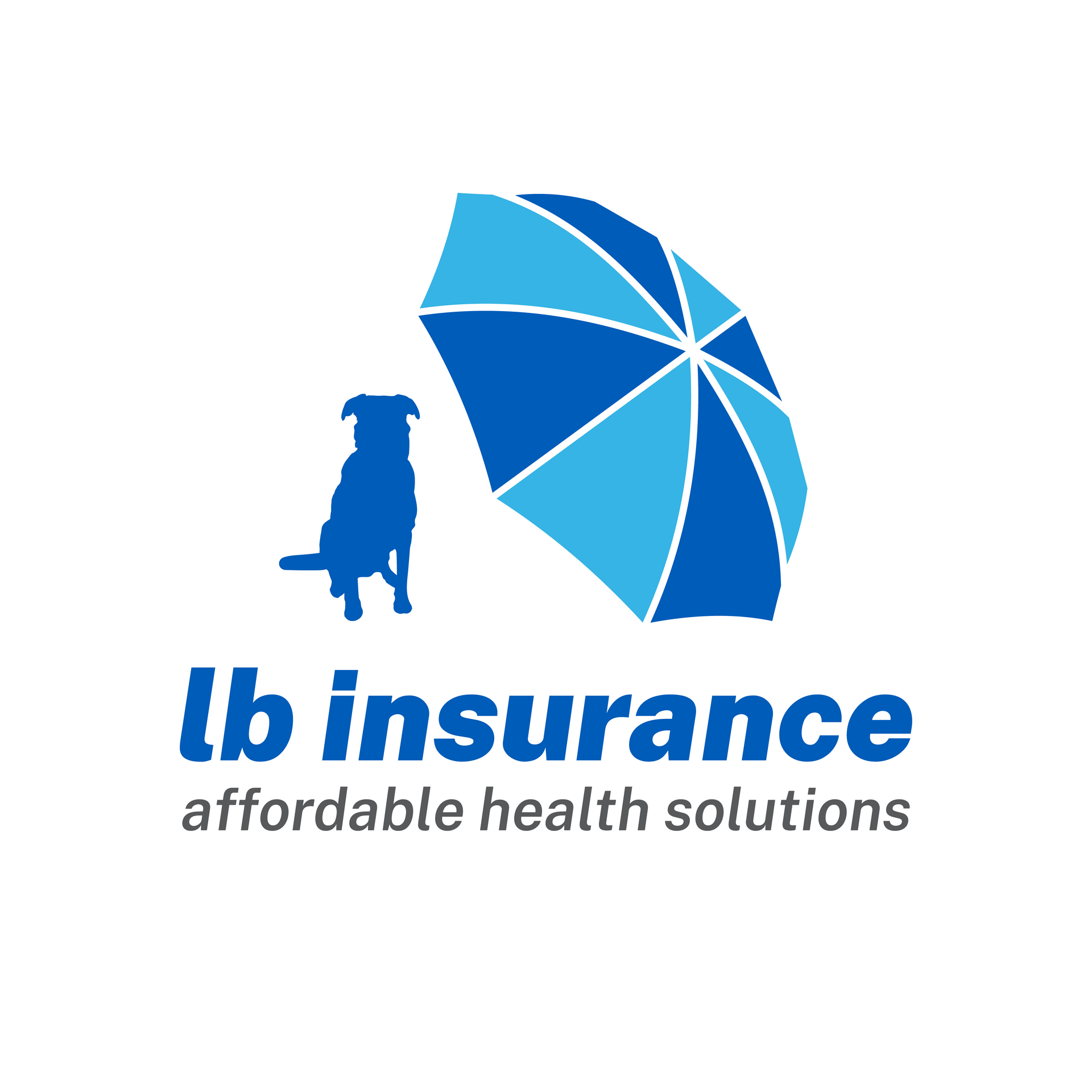 Blue logo: dog under umbrella, 