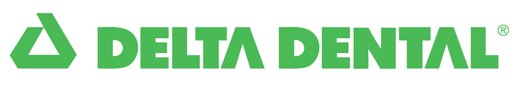 Delta Dental logo with green triangle icon and blue text on a white background
