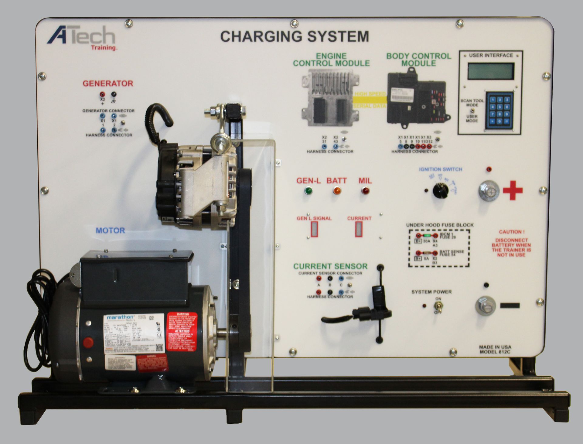 A tech charging system with a motor and a generator