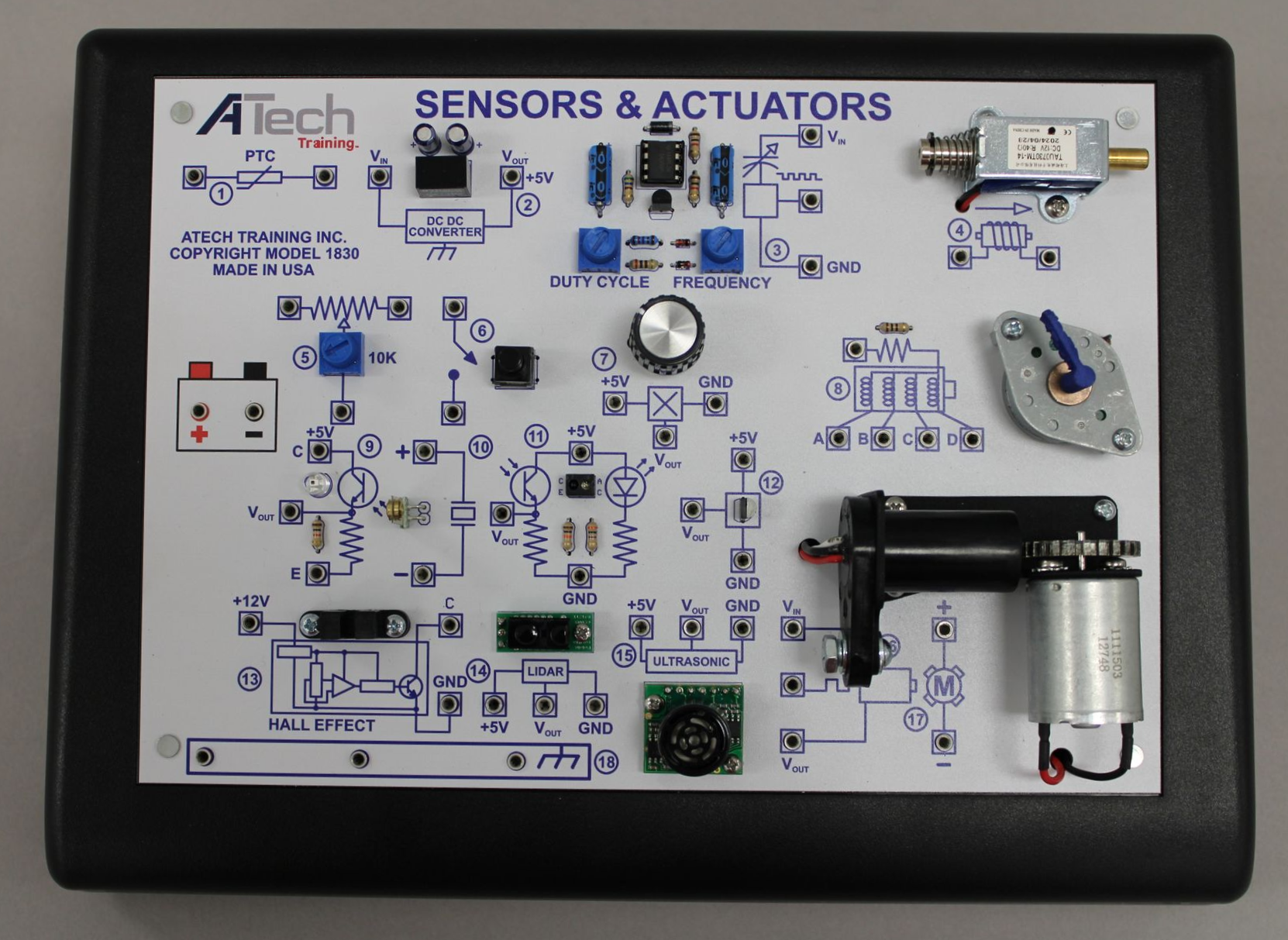 A circuit board labeled 