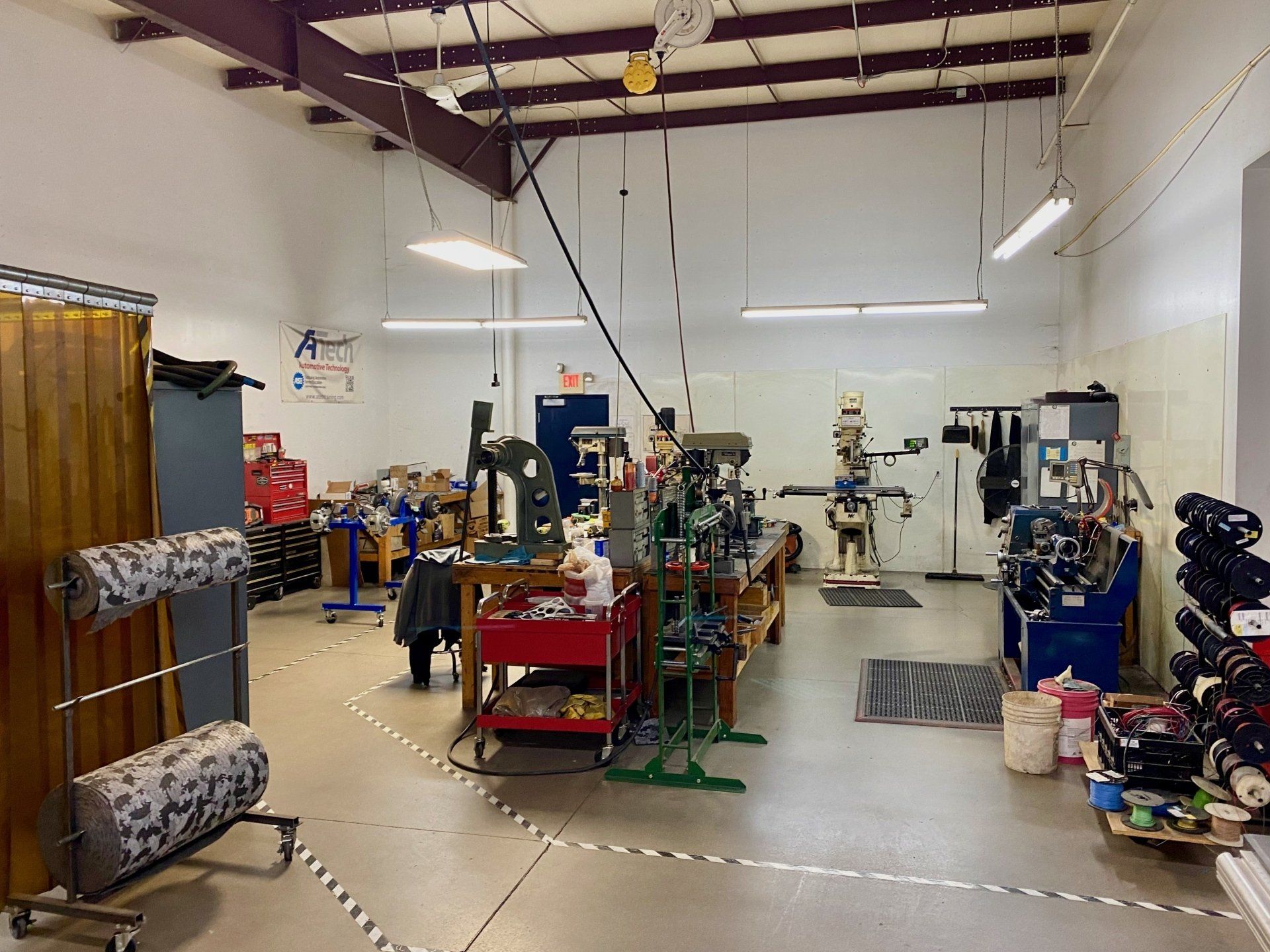 A large room with a lot of machinery in it