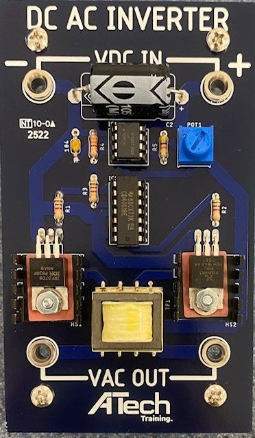 A dc ac inverter board with a transformer on it