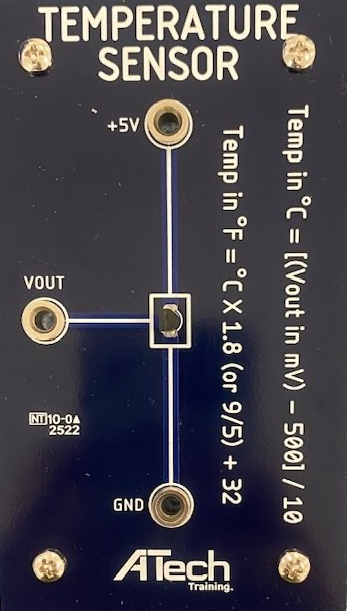 A close up of a temperature sensor made by atech