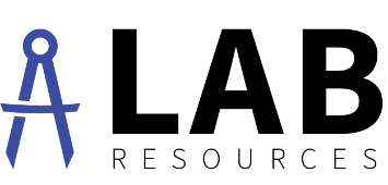 Logo of LAB RESOURCES: Blue compass symbol, black
