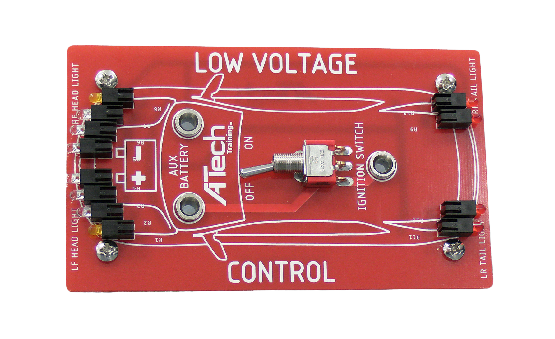 A red board that says low voltage control on it