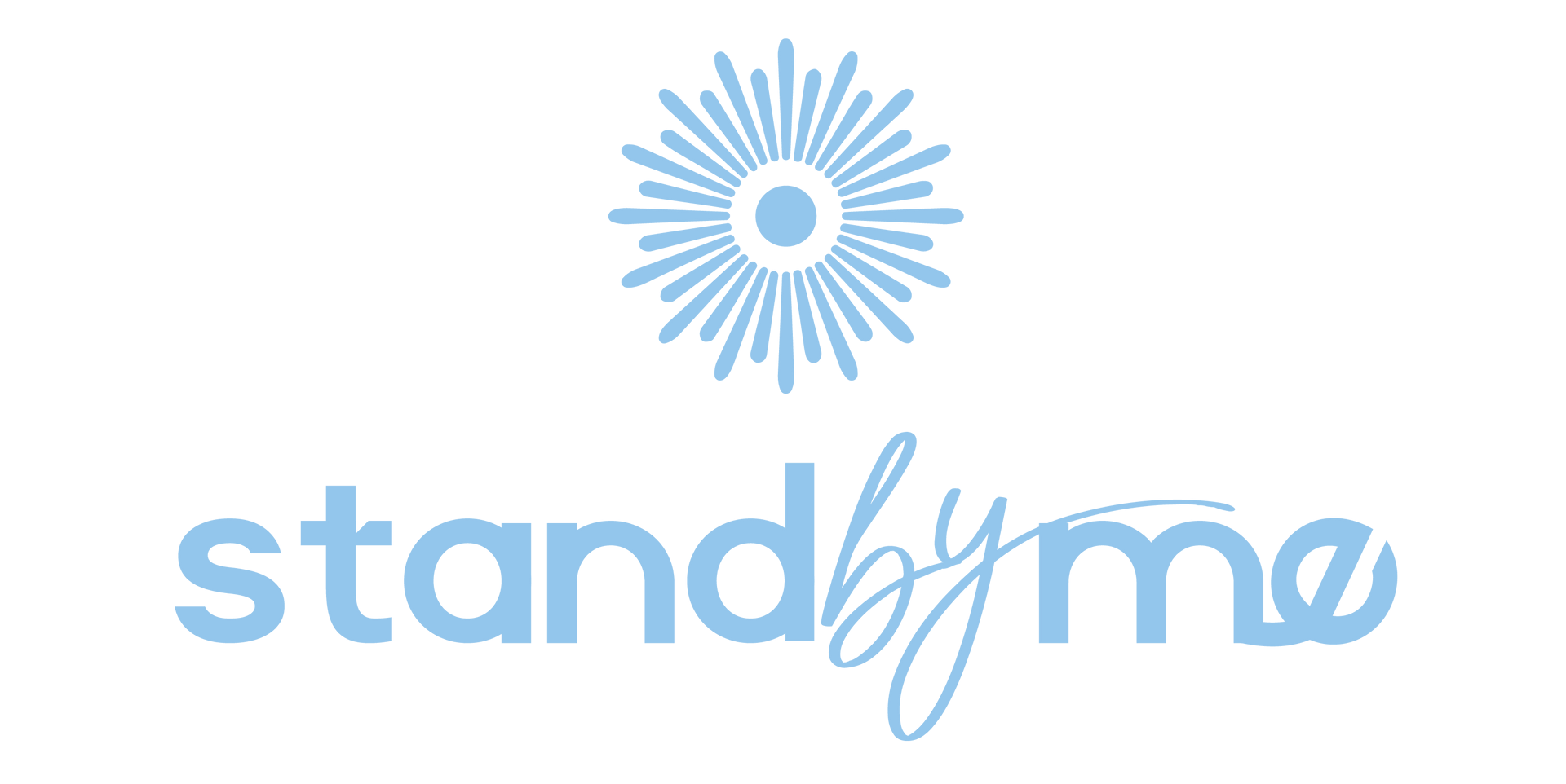 A blue logo for a company called stand by me