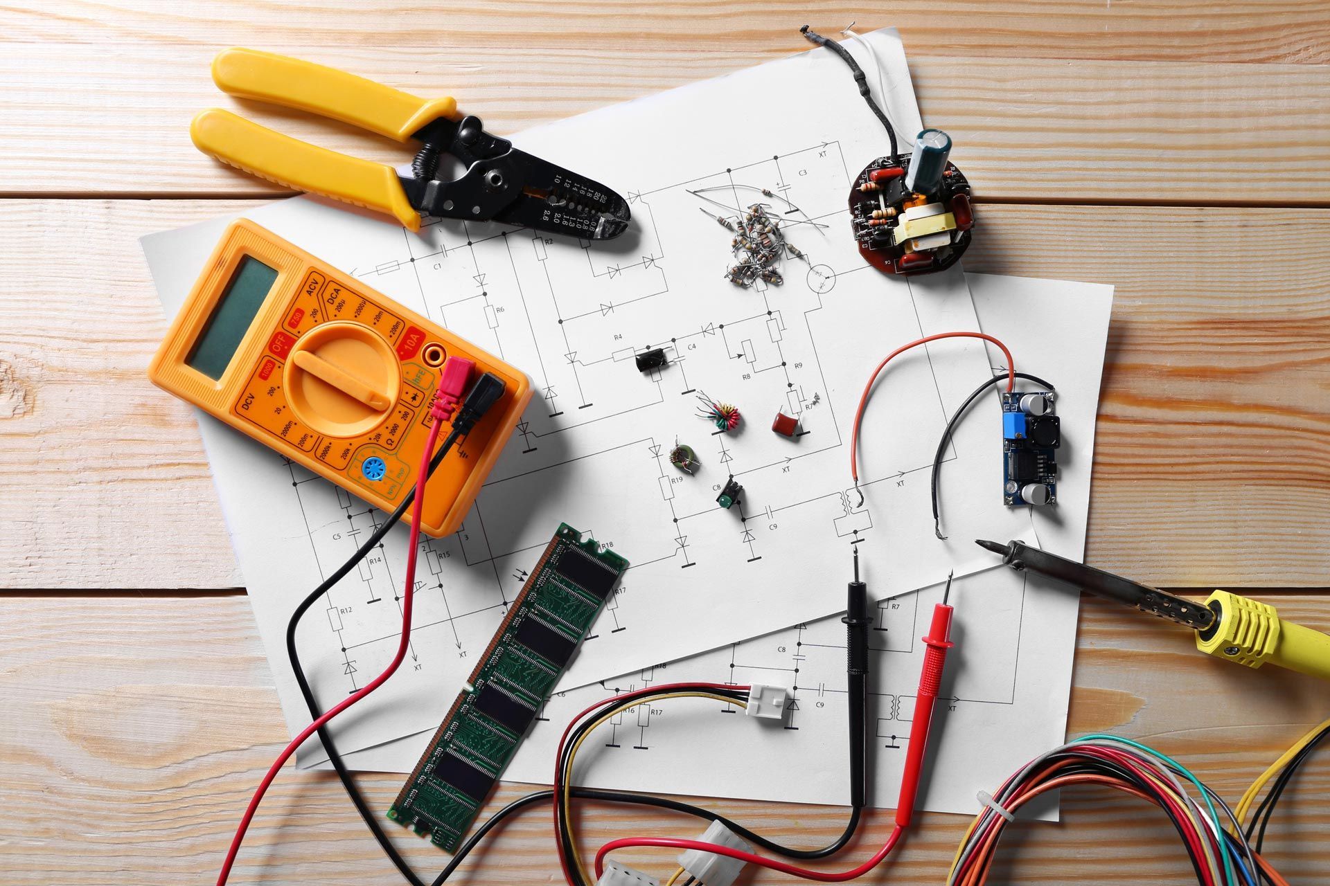 Electronic components on engineering drawings. Electronic components on engineering drawings.