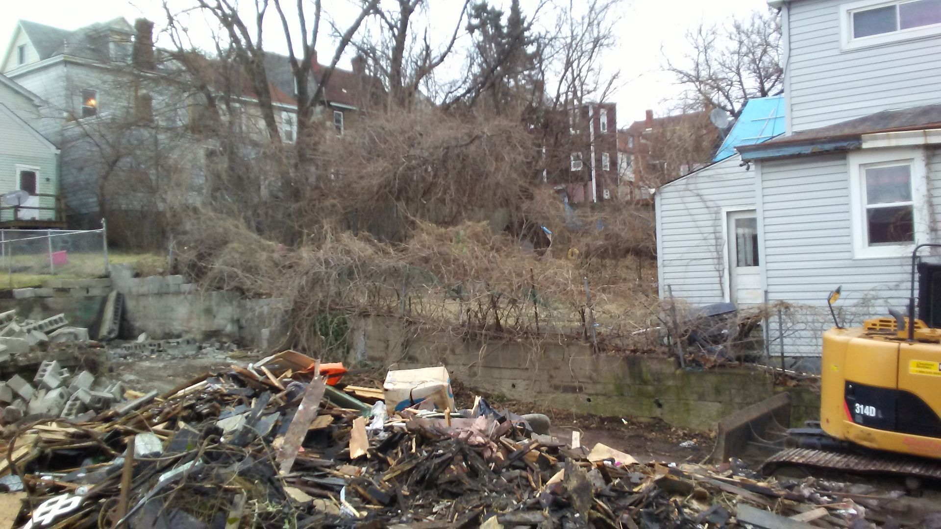 pile of house remains