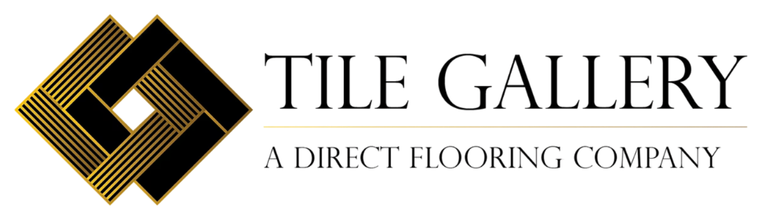 Tile Gallery logo with gold and black geometric icon and tagline &ldquo;A Direct Flooring Company&rdquo;