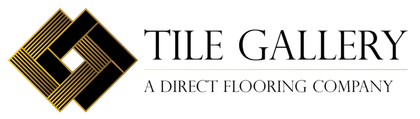 Tile Gallery logo with gold and black geometric icon and tagline &ldquo;A Direct Flooring Company&rdquo;