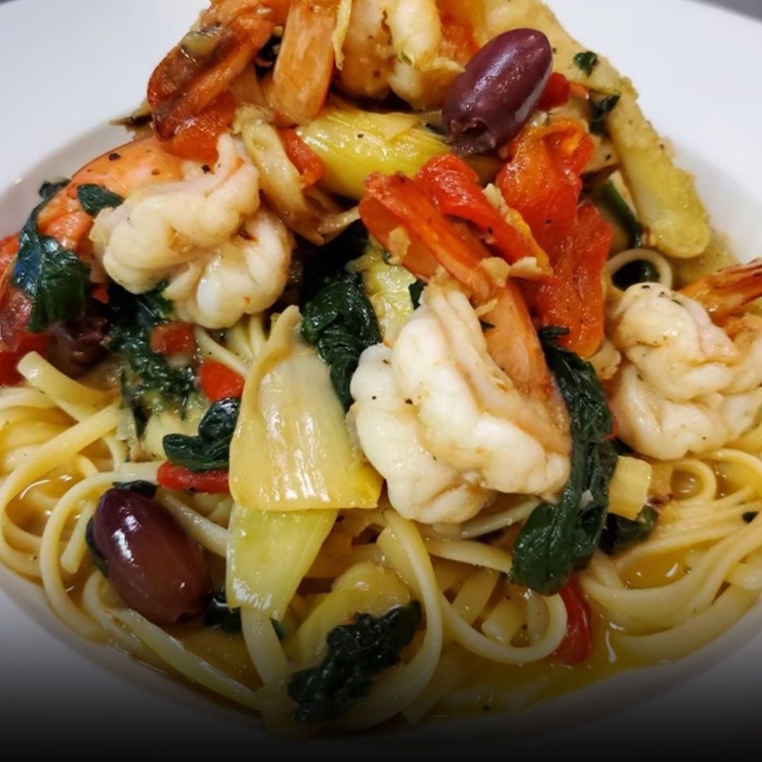 Shrimp and pasta Italian dish served at Edison Pizza in Edison NJ