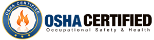 OSHA Certified logo: a flame icon within a blue circle with the words