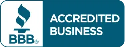 BBB Accredited Business logo: torch with text