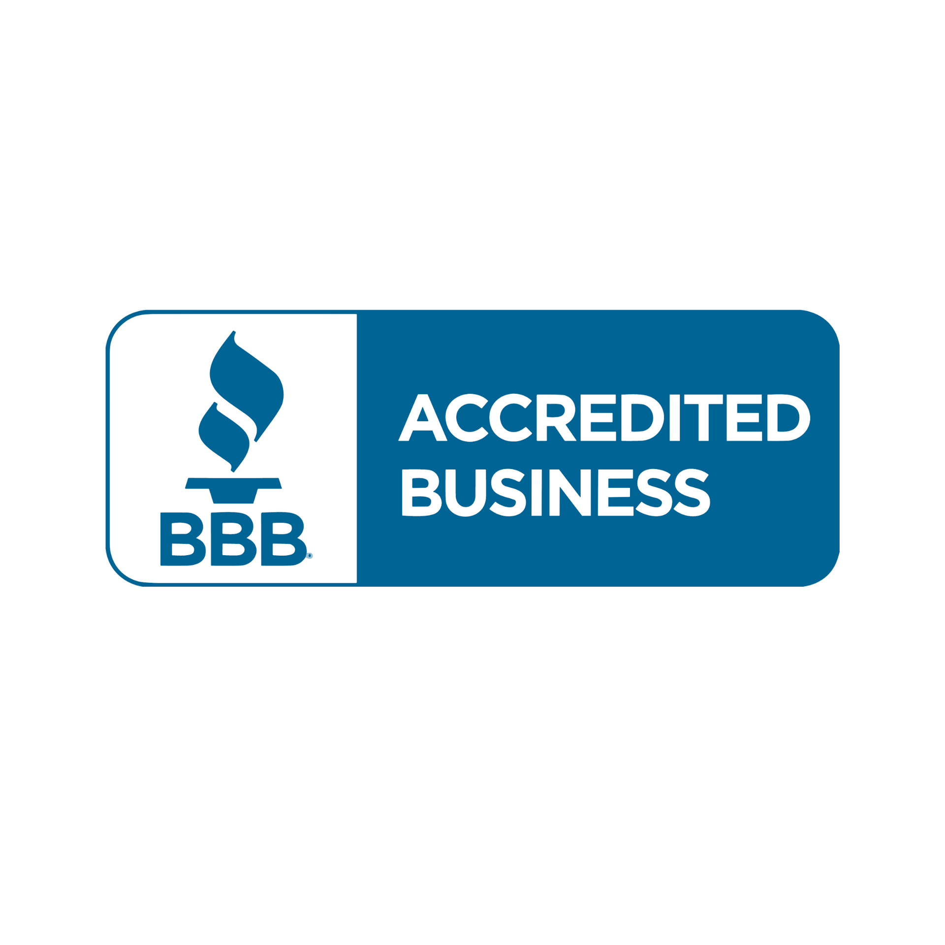 BBB Accredited Business logo: blue flame over
