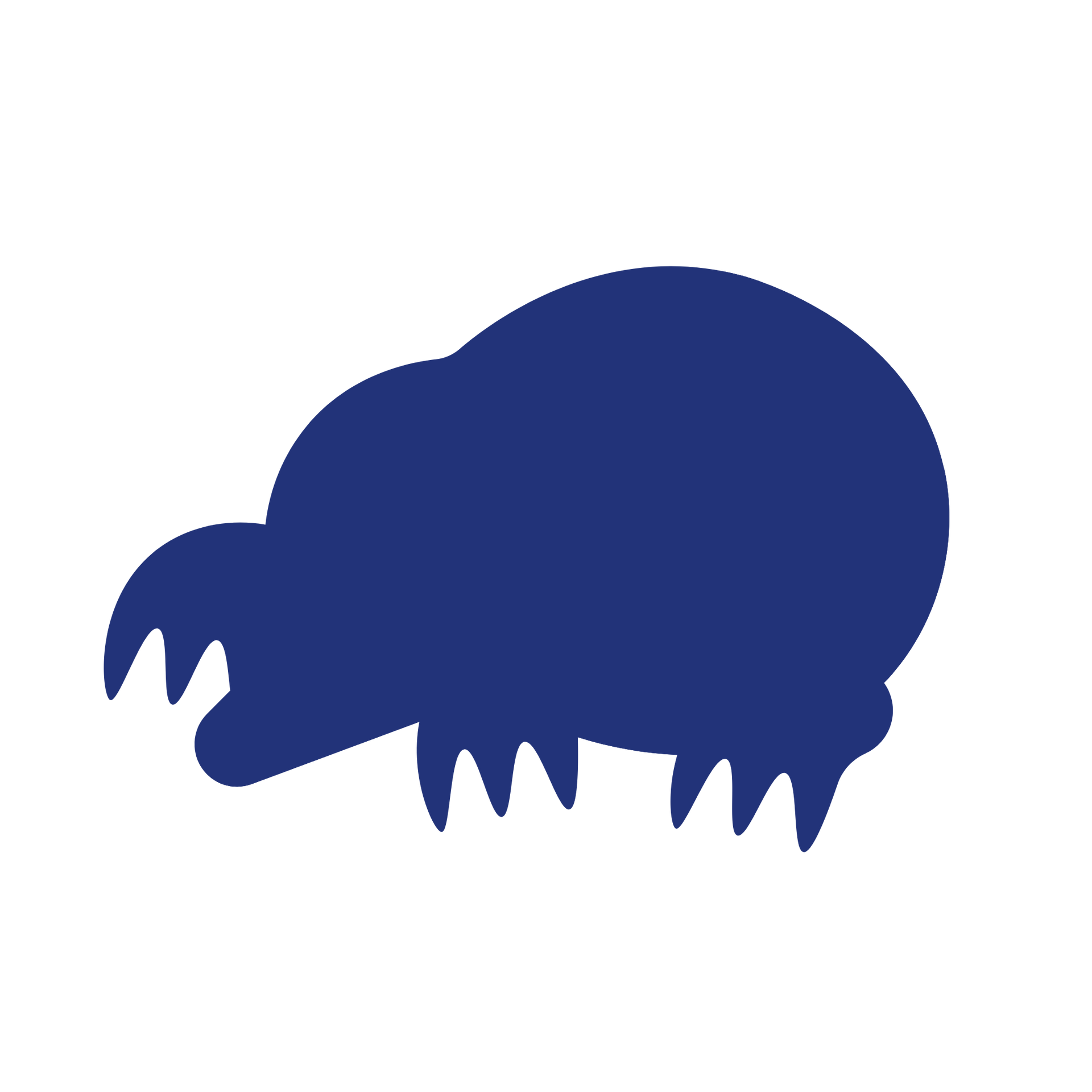 Blue beetle-like creature with claws and a rounded body.