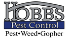 Hobbs Pest Control logo. Gray roof above bold text 