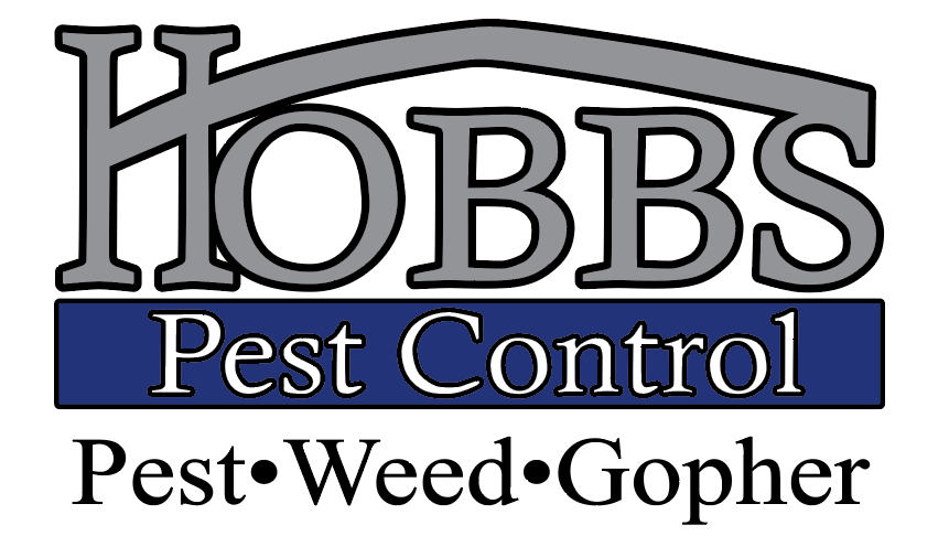 Hobbs Pest Control logo. Gray roof above bold text