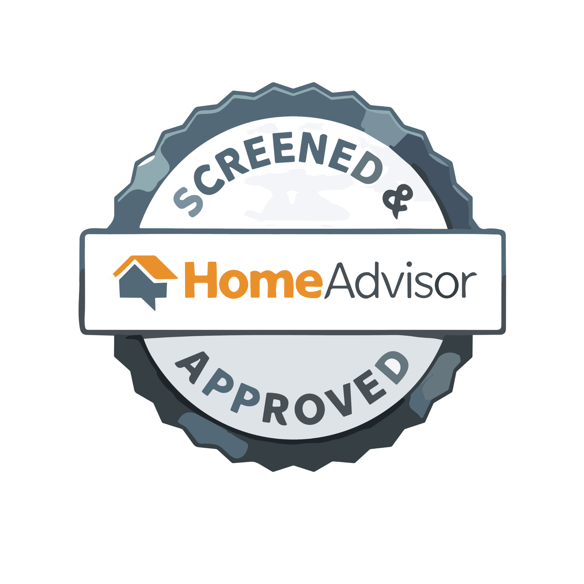 HomeAdvisor badge: gray, white, and orange;