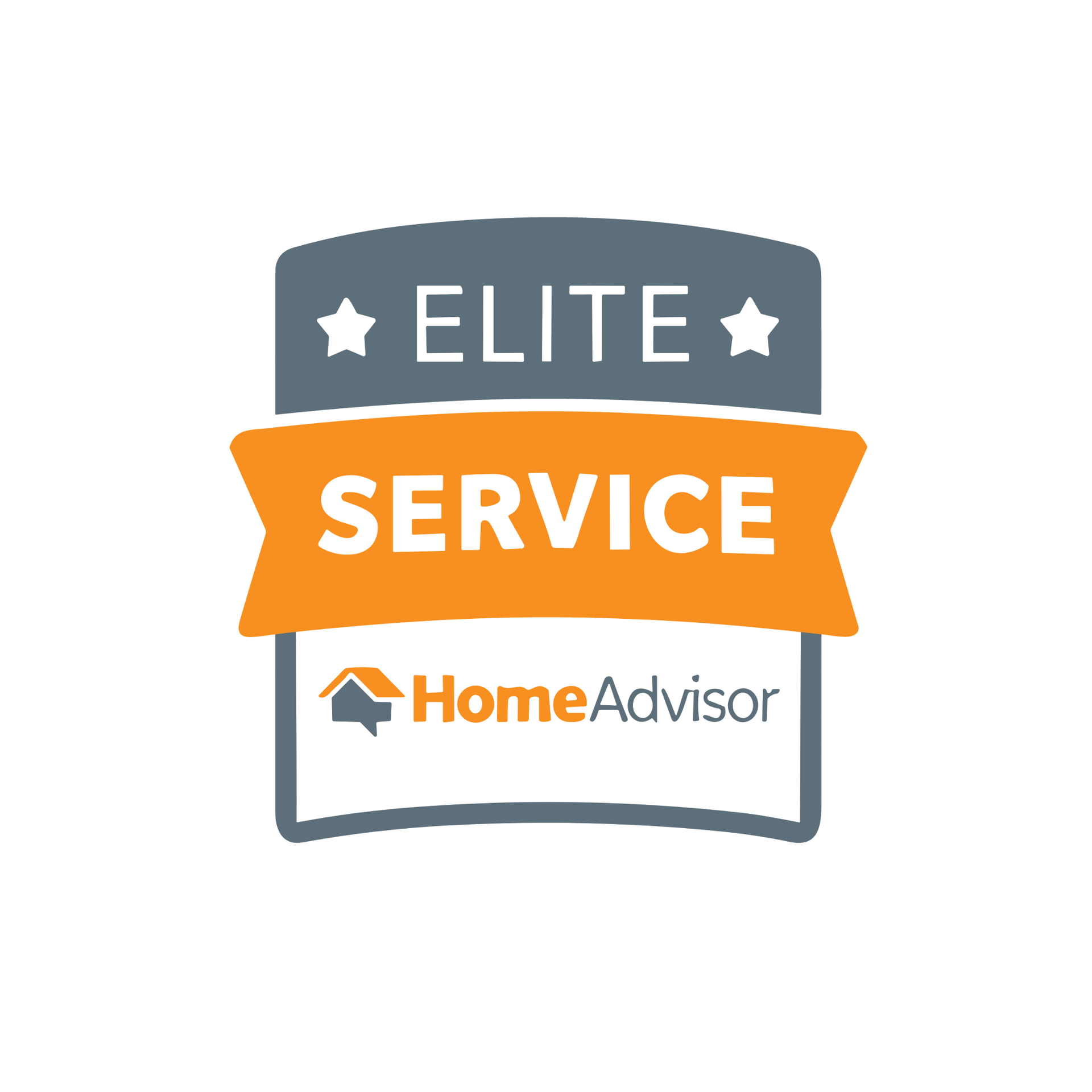 HomeAdvisor Elite Service badge: gray and orange design with text
