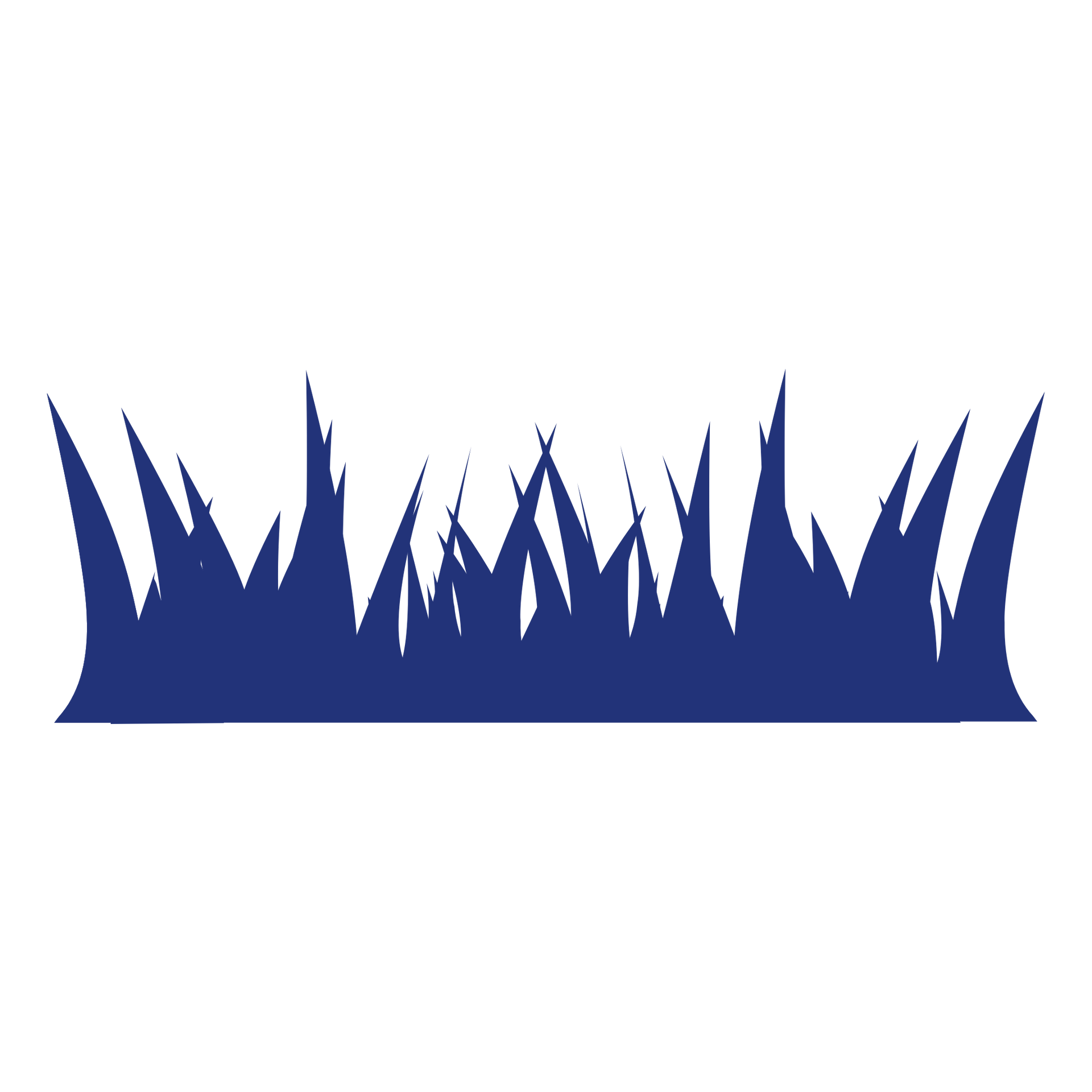 Blue silhouette of grass against a white background.
