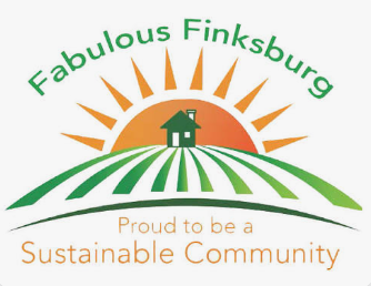 Fabulous Finksburg sustainable community logo with house, sunburst, and green fields