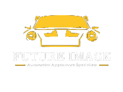 A white background with yellow text that says `` automotive detailing & paintless dent repair ''.