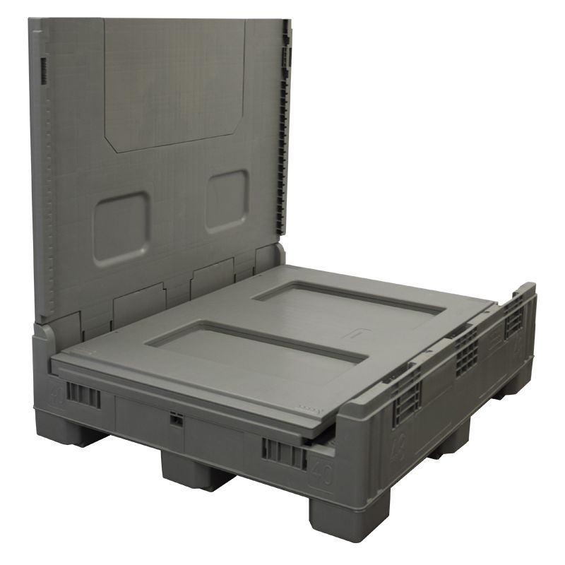 Three walls down 40 x 48 x 46 Plastic Gaylord w/ Drop Door w/ Steel