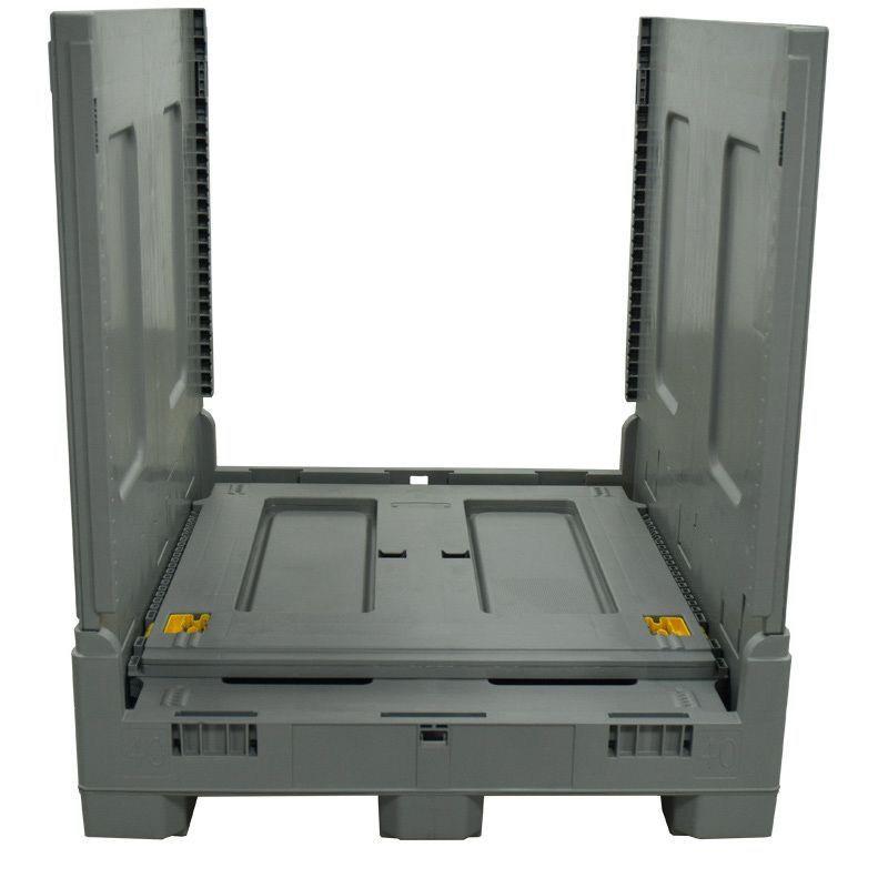 Two walls down 40 x 48 x 46 Plastic Gaylord with Steel Reinforcements