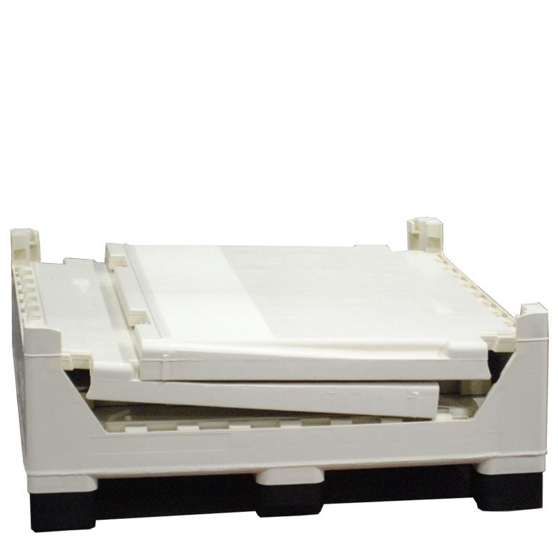 Fully collapsed 45 x 48 x 48 Reusable Plastic Gaylord with Cover