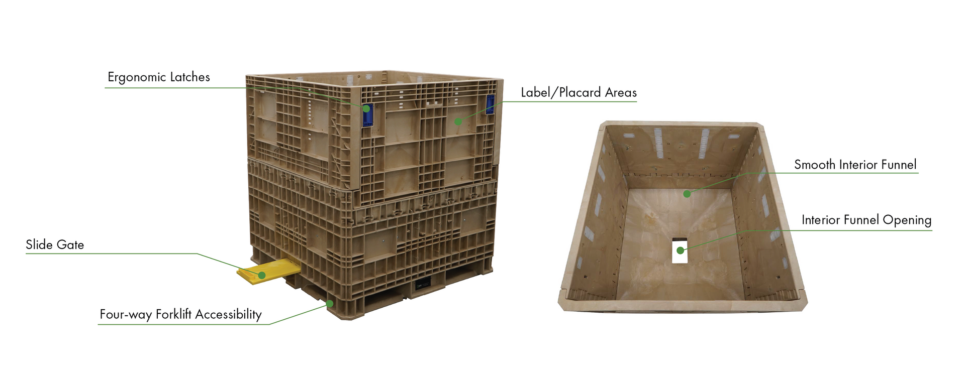 Beige 45x48x50 Hopper Bottom