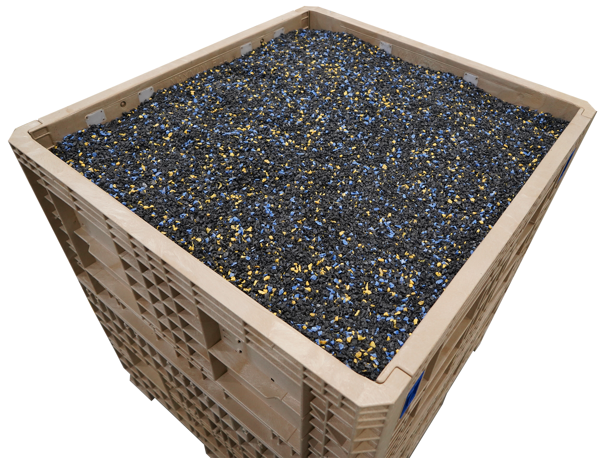 45x48x50 Collapsible Beige Hopper Bottom filled with resin