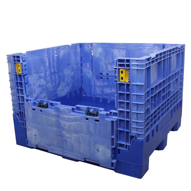 45x48x34 blue bulk container one drop door down