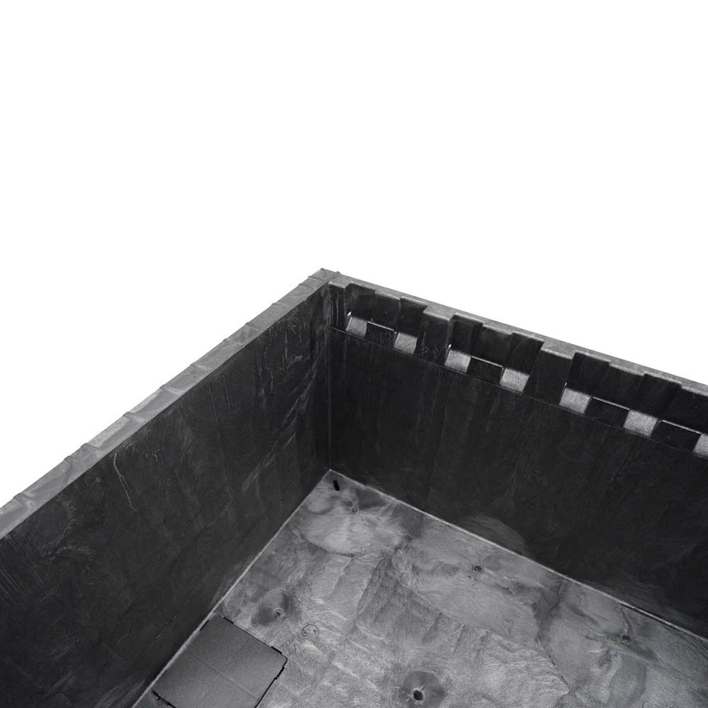 45x48x24 fixed wall bulk container corner drain hole