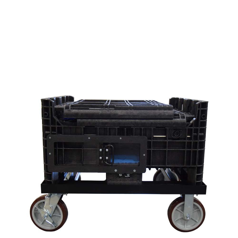 30x32x39 side discharge Hopper on a dolly fully collapsed