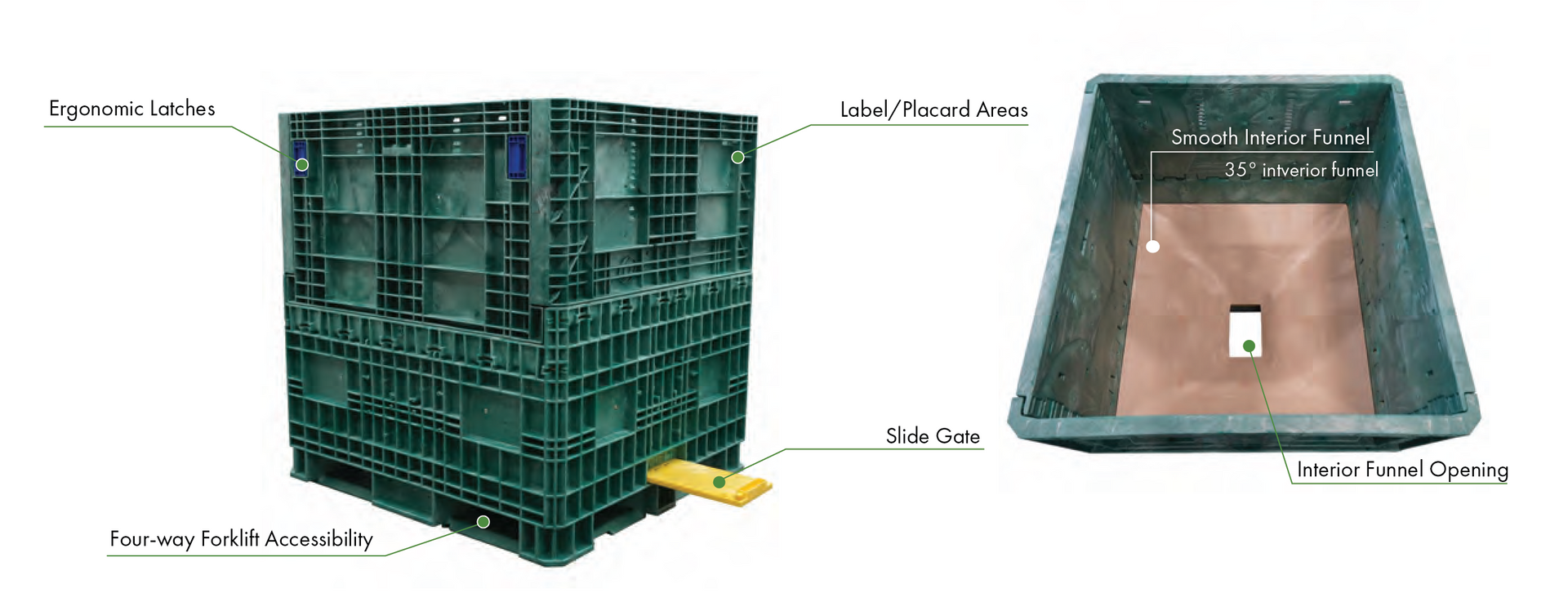 Green 45x48x50 Hopper Bottom