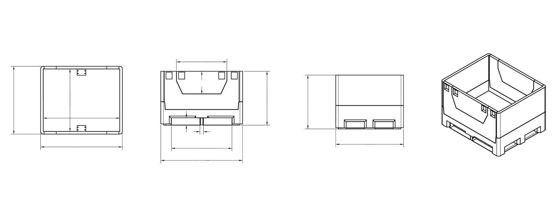 technical drawing of a bulk container technical drawing of a bulk container