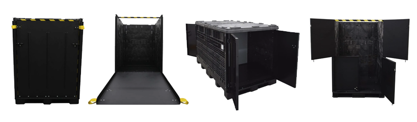 Ramp wall and barn door containers 