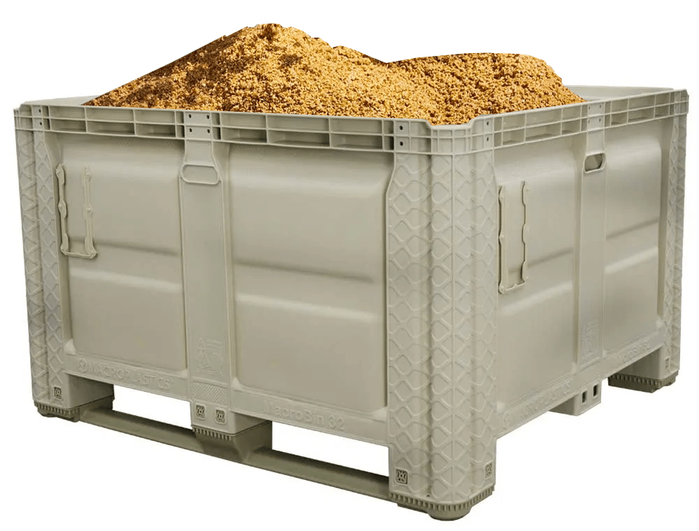 spent grain in a bulk bin