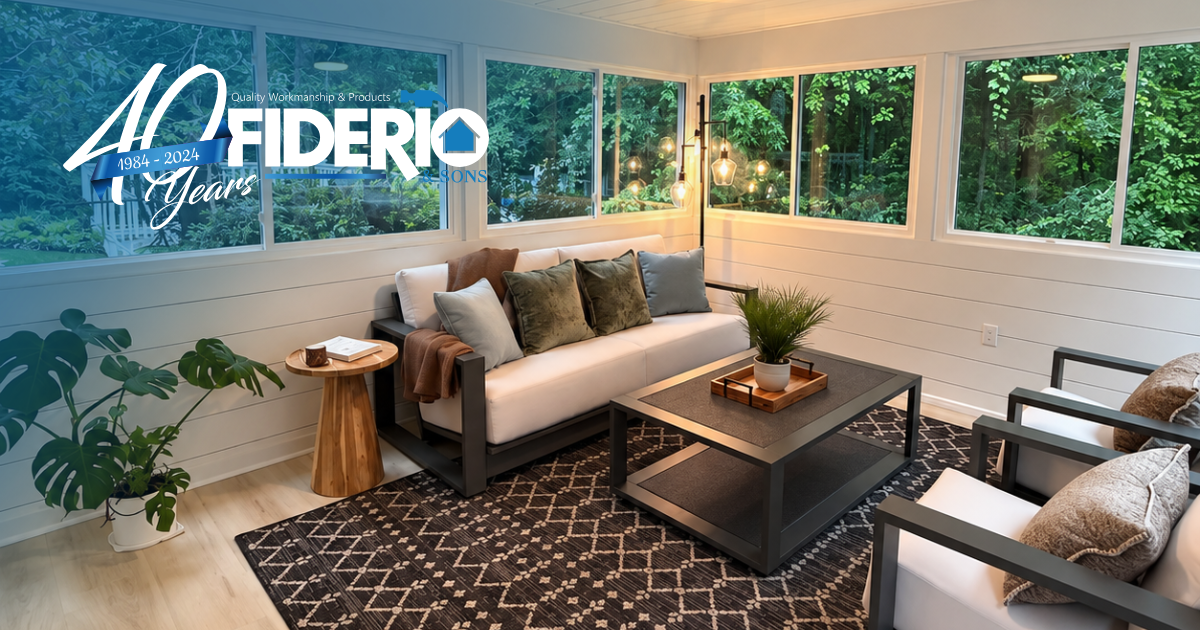 Bright three season sunroom with walls of windows and natural light