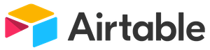 A logo for airtable with a colorful cube in the middle