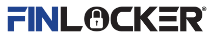 A blue and black finlocker logo on a white background