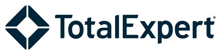 The total expert logo is blue and white with a diamond in the middle.