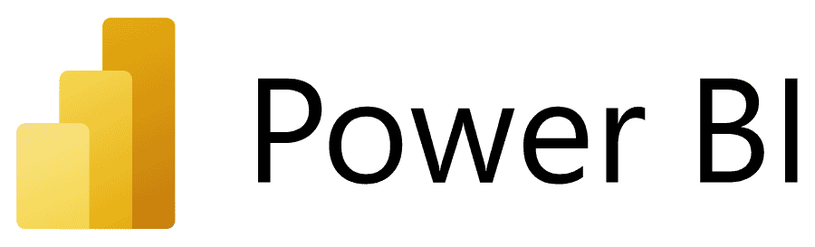 The power bi logo is yellow and black on a white background.